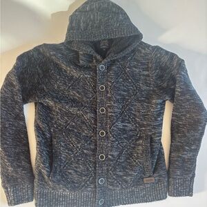 XL Rumors Grey and Black Hooded Cardigan for Men with Fleece Lining.